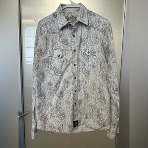 Wrangler Men's Rock 47 Paisley Print Long Sleeve Snap Western Shirt size medium